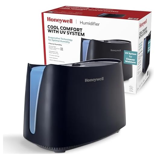 Honeywell Cool Moisture Humidifier For Bedroom, Medium Rooms, 1.1 Gallon, Invisible Moisture Humidifier for Baby, Kids, Quiet, Easy to Clean, UV Technology, Black, HCM350B