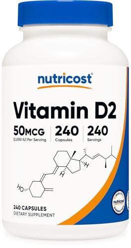 Nutricost Vitamin D2 Supplement (2000 IU) 240 Capsules Gluten-Free