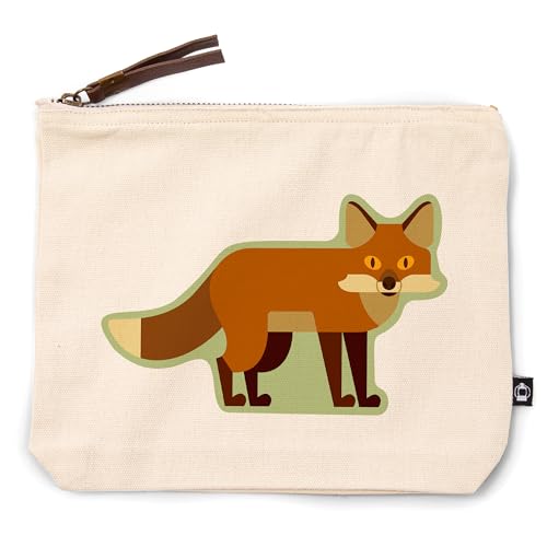 Lantern Press Fox Geometric, 100% Cotton Zipper Pouch, Travel Accessory, Go Bag