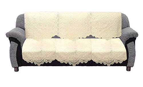 Image of Kuber Industries Circle Design Cotton 6 Piece 5 Seater Sofa Cover Set(Cream) - CTKTC22257