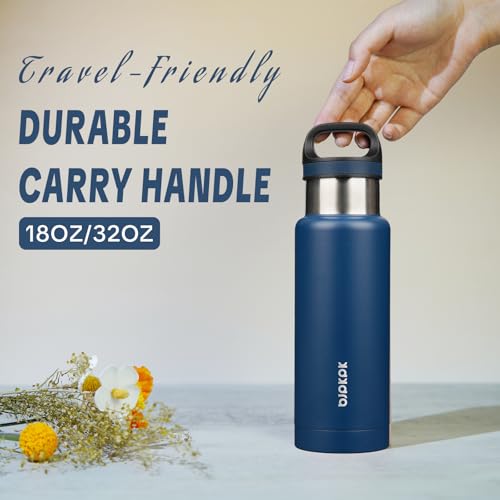 Image of BJPKPK Insulated Water Bottle 18OZ Stainless Steel Water Bottle with Handle Double Walls Vacuum Insulated BPA Free Flask, Dark Blue
