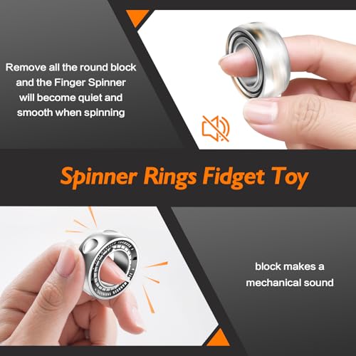 Image of Upgraded Fidget Spinner for Stress Relief Magnetic Fidget Ring Toy with Mechanical Sound Sensory Stress Toys Anxiety EDC Relief Slider Tool Figette for Adults & Teens,Kids,Grey