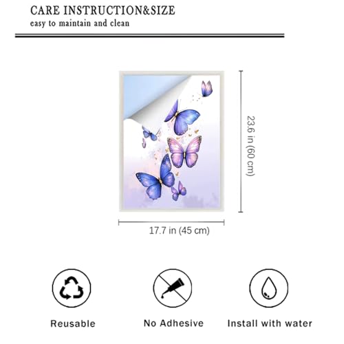 Película para ventana con diseño mariposas 17.7x23.6 pulg miniatura 2