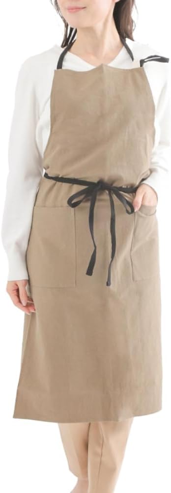 Linen Apron with 2 Pockets, One Size Fits Most, Long Length, Shoulder Strap, Waist Strap, Mother's Day