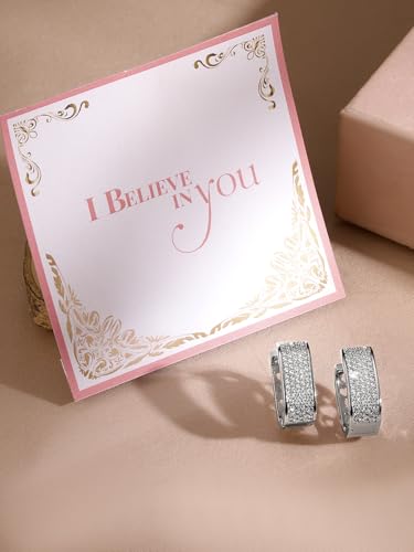Image of Rubans AD Studded Hoop Earrings Trendy Party Gift for Women & Girls