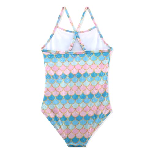 Image of Girls Swimsuits Glittering Mermaid Scales for Kids One Piece Beach Clothes 2-8Years