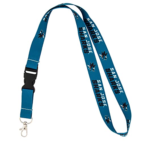 Desert Cactus San Jose Sharks Lanyard NHL National Hockey League Car Keys ID Badge Holder Keychain Detachable Breakaway Snap Buckle (Lanyard 1 - Blue)