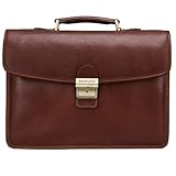 Banuce Vintage Full Grain Leather Briefcase for Men with Lock 14