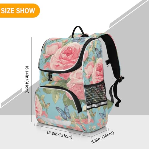 Mochila escolar para portátil con estampado floral y tiras de seguridad 3
