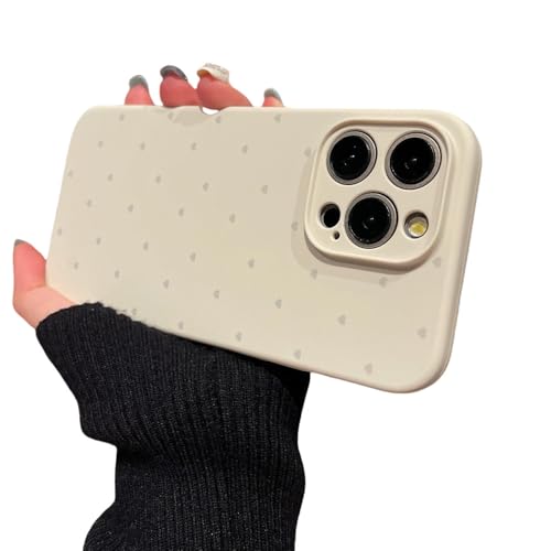 Housse iPhone 13 Pro liquide silicone blanc souple motif cœur amour luxe