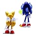 Official Sonic The Hedgehog Metallic Sonic & Tails 4″ Action Figures – Buildable, Interchangeable Arms & Accessories, Collector Window Box
