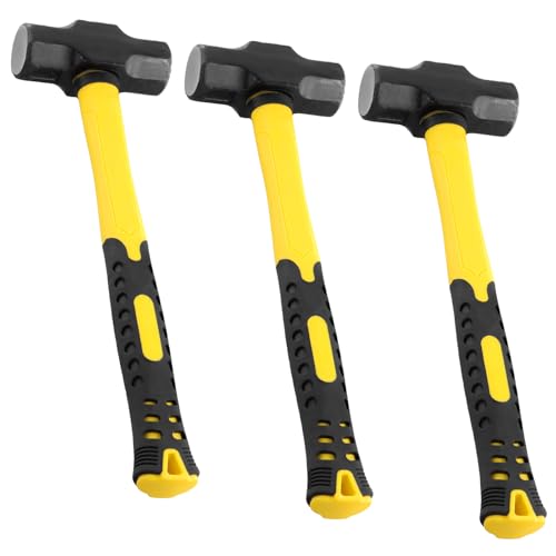 MAHIONG 3 PCS 2lbs Sledge Hammers with Shock Absorption Handles Solid Steel Heads High Impact Tool Hammers for Dismantling Fixing Knocking
