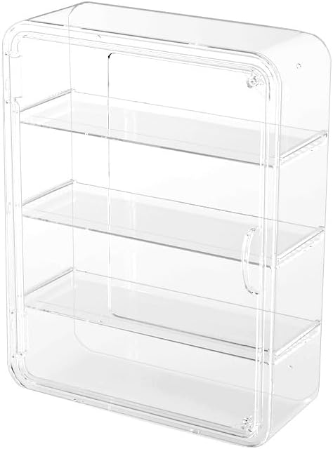 *bent*no shelves*only case*Extra Large 3-Tier Clear Display Case for Figures, Acrylic Figurine Display Shelf with Magnetic Door, Dust-Proof Wall or Tabletop Mount, Transparent