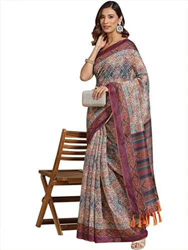 Image of Amazon Brand - Anarva Women's Kalamkari Saree With Blouse Piece