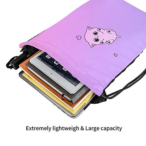 Leuke kat cartoon trekkoord rugzak tas sport gym wandelen yoga zwemmen reizen strand tas tas voor vrouwen mannen - Image 7