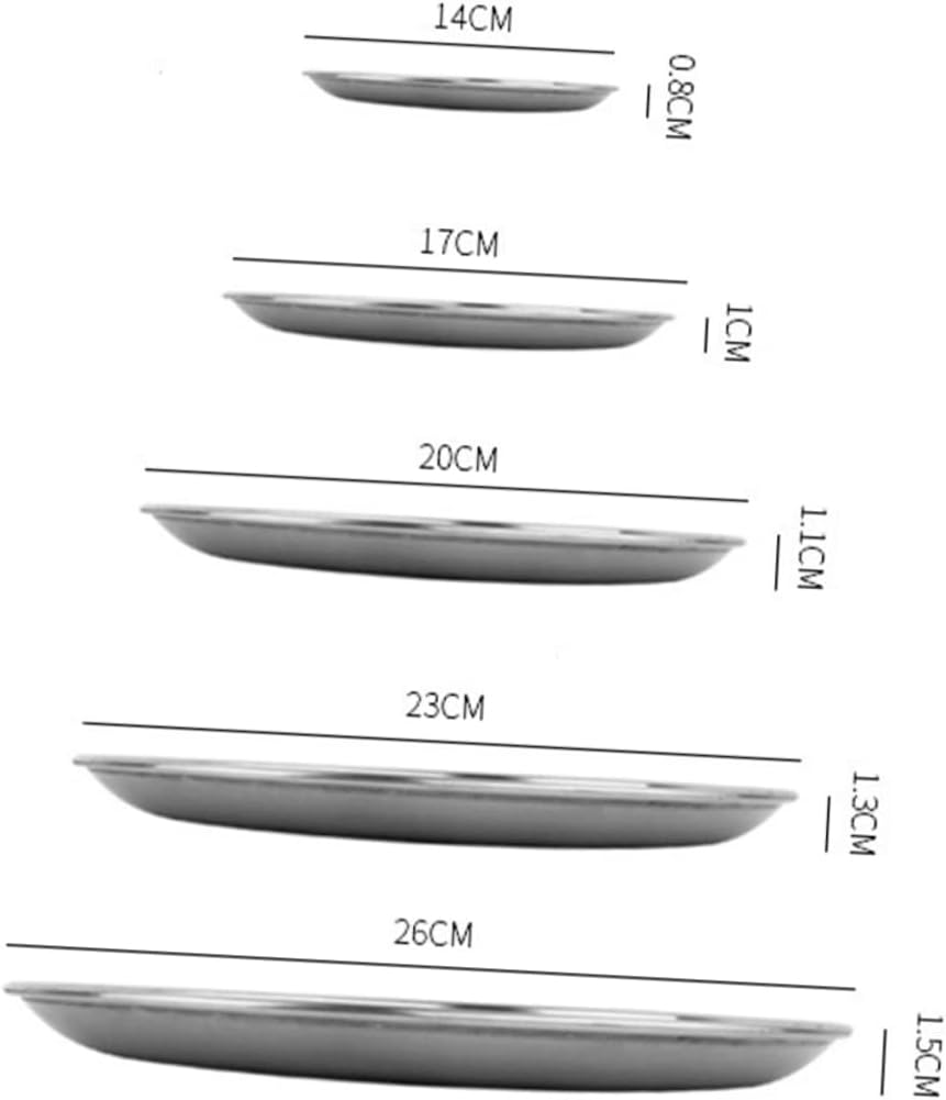 5Pcs Stainless Steel Plate Multi Purpose Dinner Plates Unbreakable and Heat Insulation for Fruits Snacks Parties Outdoor Picnics and More
