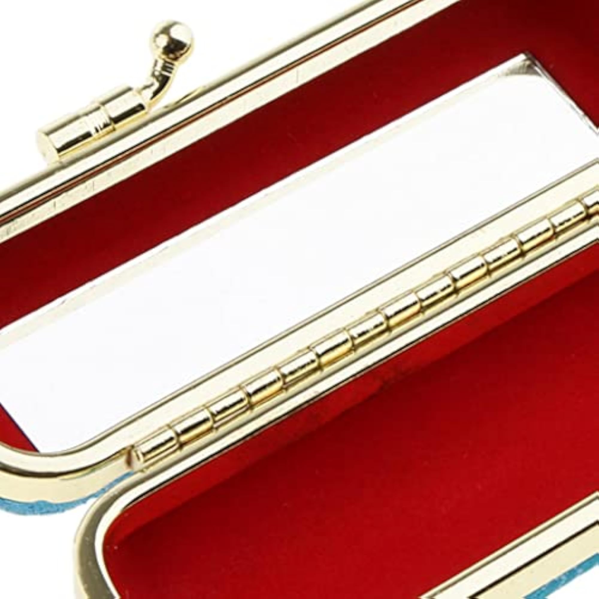 Brocade Lipstick Lip Gloss Case Storage Box with Mirror