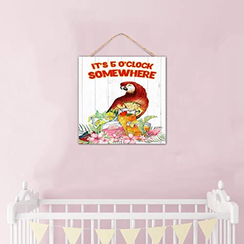 Panneau mural en bois fleurs rustiques et feuilles flamant rose 30cm - 7