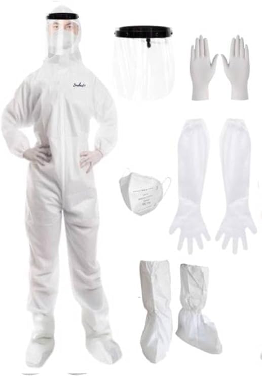 Zimchado Professional Hazmat Suit Kit - Full Body hazmat suits disposable Coveralls with Hood & Reinforced Zipper Heavy Duty