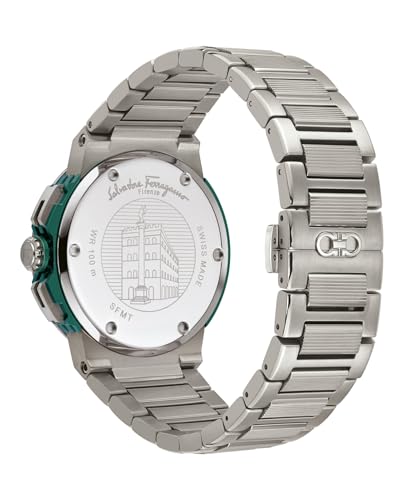 F-80 Titanium Tech Collection Luxury Mens Watch Timepieces with a Grey Bracelet Featuring a Titanium Case and a Green Dial3