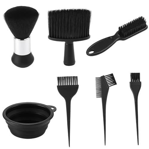 7-teiliges Friseurbürsten & Haarfärbepinsel Set – Friseurbürste, Nackenpinsel, Haarpinsel, Färbepinsel, Farbbehälter – Barber Zubehör für Friseursalon & DIY Haarstyling