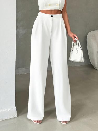 Image of Toochki Trousers for Woman Pants Women's Formal Office Korean | Beige Track Pant | Straight | Cotton Spandex Stretchable Trouser | High-Waisted Bottom Wear | Pack of 2 Combo
