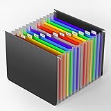 Plastic Expanding Hanging File Folders Letter Size,13 Expandable Pockets,Colored Monthly Tabs,Innova
