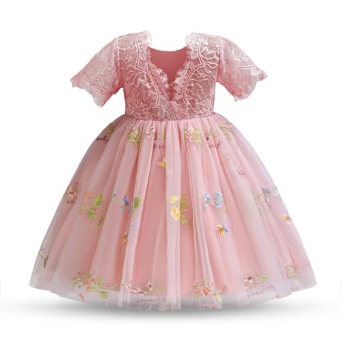 Nileafes Flower Girls Lace Pageant Dress Toddler Girl Tulle Sleeveless Wedding Party Princess Ball Gown3
