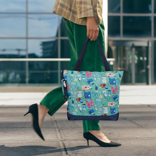 Image of NGIL Medium Top Zipper Closure Canvas Tote Bag with Attached Matching Coin Purse For Moms and Nurses