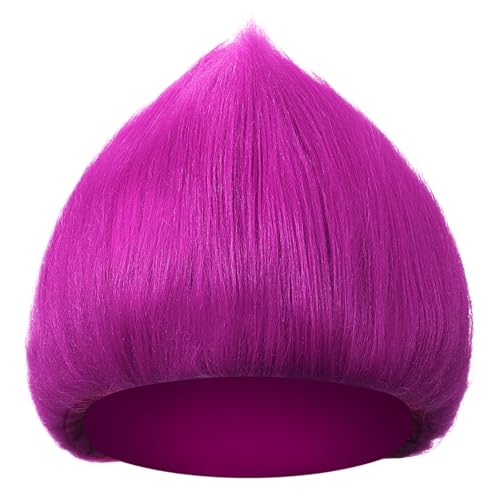 Image of Geyoga 1 Pcs Funny Wig Crazy Hair for Halloween Party,Purplish Red