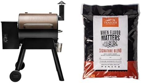 Pro 22 Wood Pellet Grill and Smoker, Bronze with Signature Blend Pellets 18 lb Bag