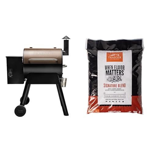 Traeger Grills Pro 22 Wood Pellet Grill and Smoker, Bronze with Signature Blend Pellets 18 lb Bag