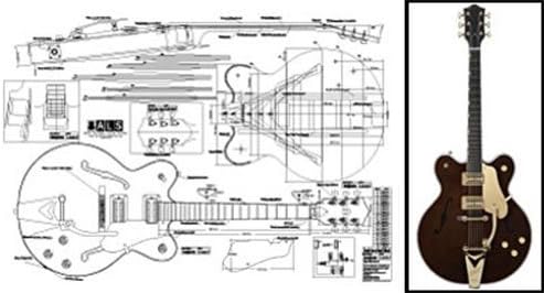 Plan of Gretsch Country Classic Archtop Electric Guitar - Full Scale Print
