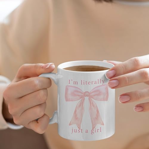 Taza de porcelana rosa con moño y capacidad 11 oz miniatura 4