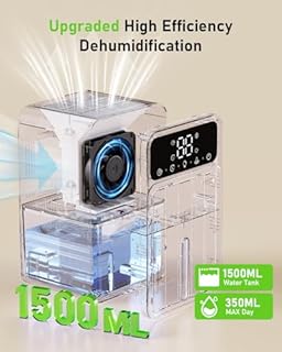 Deshumidificateur d air 1500ML, Déshumidificateur Portable, avec éclairage LED 7 couleurs, Dégivrage Automatique, Arrêt Automatique, Déshumidificateur Domestique