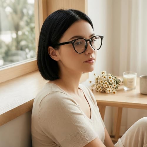 Image of Dollger Women Round Blue Light Blocking Glasses Men Retro Computer Gaming Eyeglasses Anti-Eyestrain
