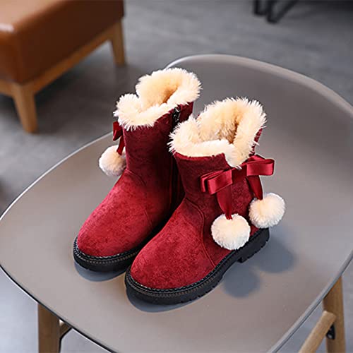 Snow Boots for Kids Girls Fur Lined Warm Shoe Lace up Work Boots Shoes Combat Booties Slip on Ankle Flats2