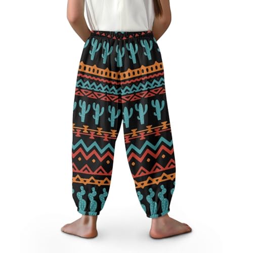 Boys Girls Harem Pants Loose Soft Lightweight Long Bloomers Bohemian Beach Pants Wide Legs Cuffed Sweatpants3