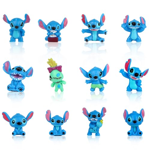 Xingsky Stit-ch Figura, 12 piezas S-titch Cake Topper, Lilo y Stit-ch Figuras Set para niños, niñas, niños, cumpleaños, decoración de tartas, decoración de fiestas, decoración de coche, decoración de