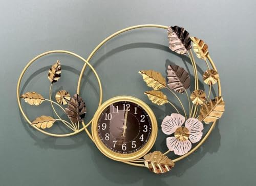 Mokshith Classic Modern Clock - Elegant and Decorative Analog Clock,Silent Non-Ticking with Distressed Metal Frame for Office, Living Room or Bedroom (MO-24)