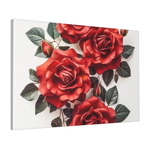 Impression HD sur toile de rose rouge 40x60 cm pour salon
