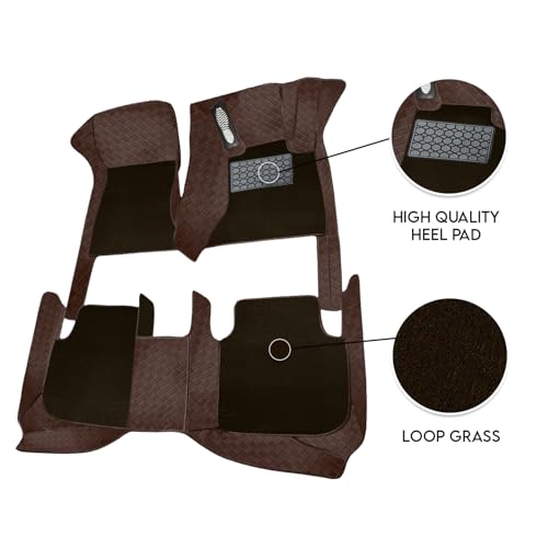 Image of Antiskid Luxurious 9D Car Mat Full Set for Tesla Model Y 2025 | Luxury Leather Dual-Stitch Full Set 9D Car Floor Mat || 100% Waterproof ||Color: Coffee Coffee