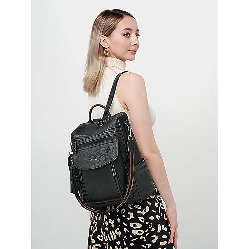Image of Shrrie Backpack Purse for Women Fashion Leather Backpack Purse Designer Travel Backpack Convertible Shoulder Bag with Wristlet
