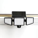 Insert Solar Lights AMS1971 1,000 Lumens Motion-Activated Triple-Head Solar-Powered Security Light with Tool-Free Gutter Mount Bracket (Black)