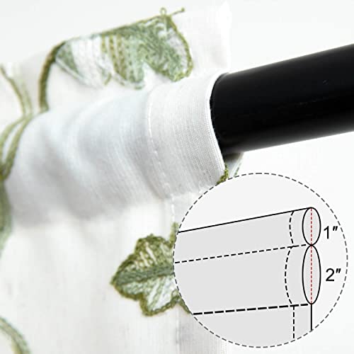 Image of VOGOL Beige Curtains for Door Windows, Green Vines Embroidery Small Short Window Curtain for Bathroom Basement Closet French Door, 25 x 40 Inches, 1 Panel