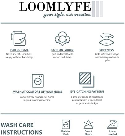 LOOMLYFE Cotton Feel Glace Cotton Elastic Fitted Printed King Size Double Bed Bedsheet with 2 Pillow Covers Fits Upto 8 inches Mattress,Size- 72x78x10 Inches, GreenRedFlower