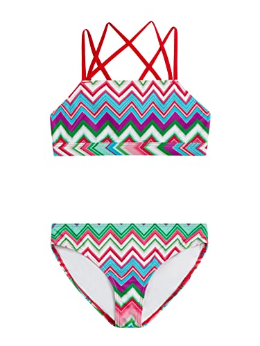 Kanu Surf Girls' Aria Beach Sport Mini Tankini, Nina Pink/Green, 12