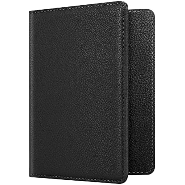 Fintie Etui ochronne na paszport, książeczkę szczepień, wysokiej jakości etui ze sztucznej skóry, organizer podróżny z blokadą RFID, na karty kredytowe, dowód osobisty, dokumenty podróżne, czarny