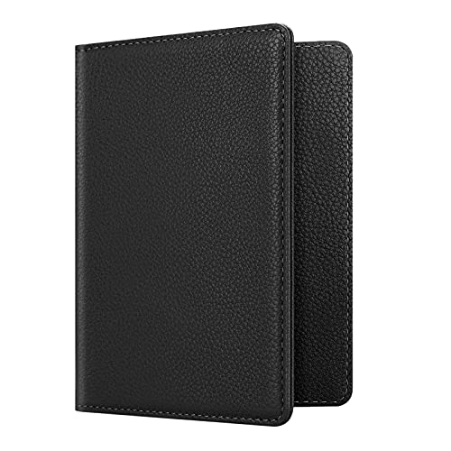 FINTIE Reisepass Impfpass Schutzhülle - Premium Kunstleder Reisepasshülle Travel Organizer mit RFID-Blockier für Kreditkarten, Ausweis, Reisedokumente Damen Herren, Schwarz