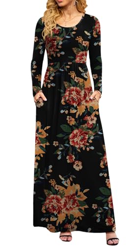 DB MOON Women Casual Long Sleeve Maxi Dresses Empire...